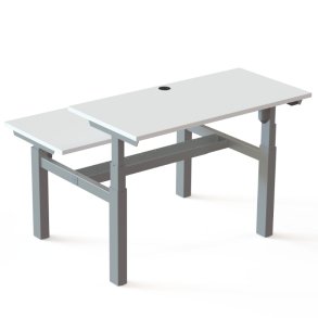 ConSet Dobbeltbord Bench 120x60 - 501-88 - Hvid bordplade - s�lv stel