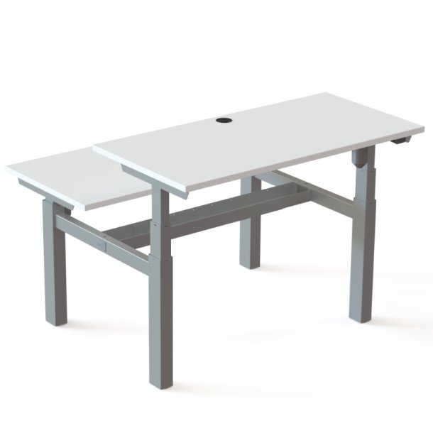 ConSet Dobbeltbord Bench 120x60 - 501-88 - Hvid bordplade - s�lv stel
