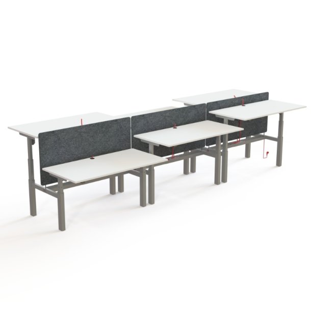 ConSet Dobbeltbord Bench 120x60 - 501-88 - Hvid bordplade - s�lv stel