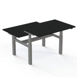 ConSet Dobbeltbord Bench 120x80 - 501-88 - Sort bordplade - s�lv stel