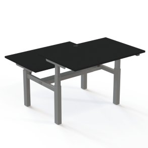 ConSet Dobbeltbord Bench 120x80 - 501-88 - Sort bordplade - s�lv stel
