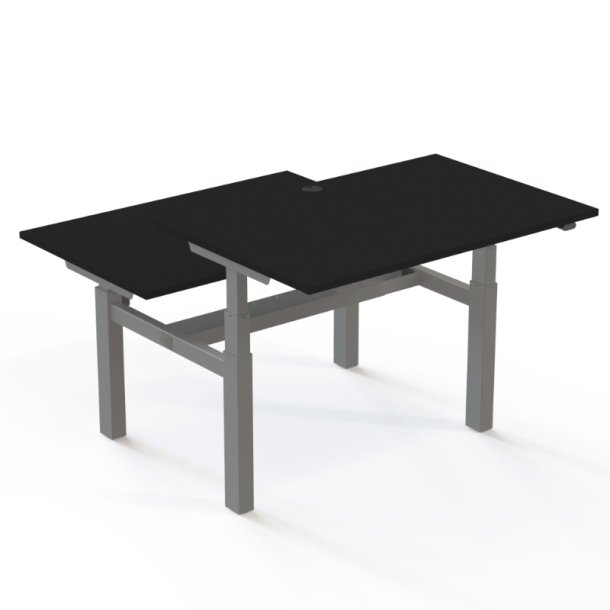 ConSet Dobbeltbord Bench 120x80 - 501-88 - Sort bordplade - s�lv stel