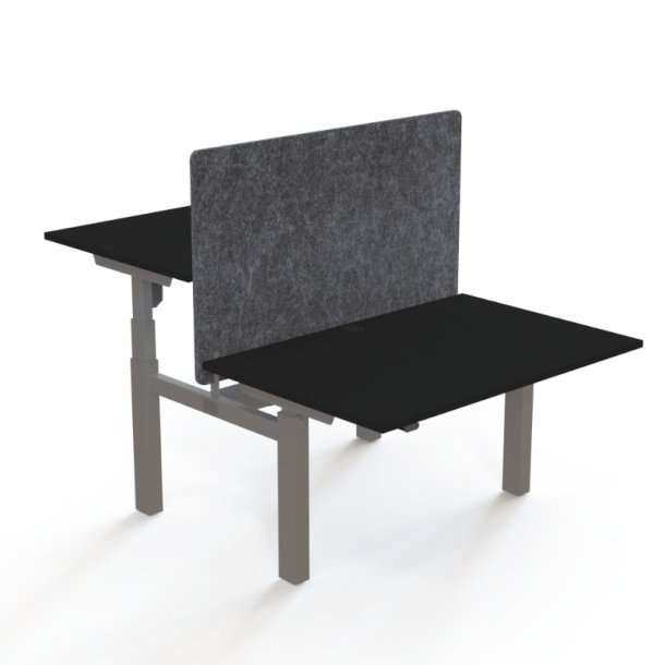 ConSet Dobbeltbord Bench 120x80 - 501-88 - Sort bordplade - s�lv stel