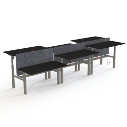 ConSet Dobbeltbord Bench 120x80 - 501-88 - Sort bordplade - s�lv stel