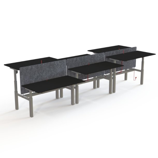 ConSet Dobbeltbord Bench 120x80 - 501-88 - Sort bordplade - s�lv stel