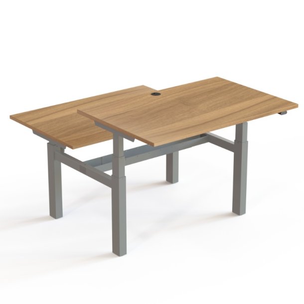 ConSet Dobbeltbord Bench 120x80 - 501-88 - Valn�d bordplade - s�lv stel