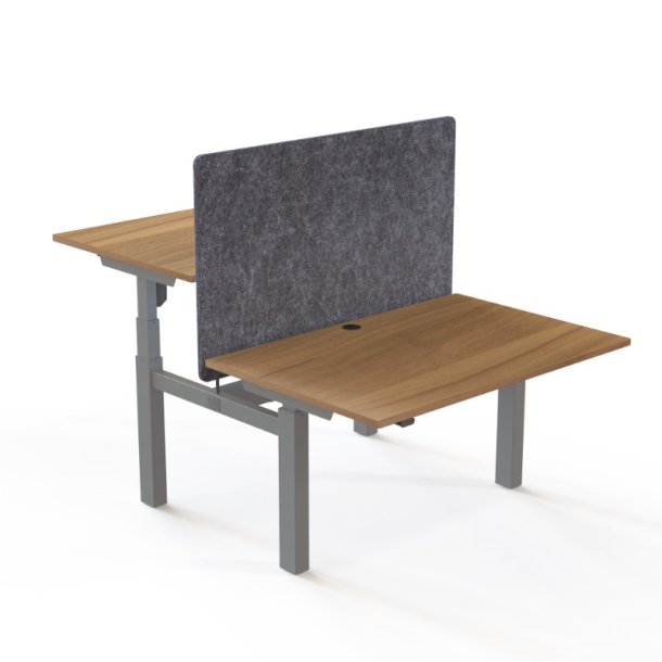 ConSet Dobbeltbord Bench 120x80 - 501-88 - Valn�d bordplade - s�lv stel