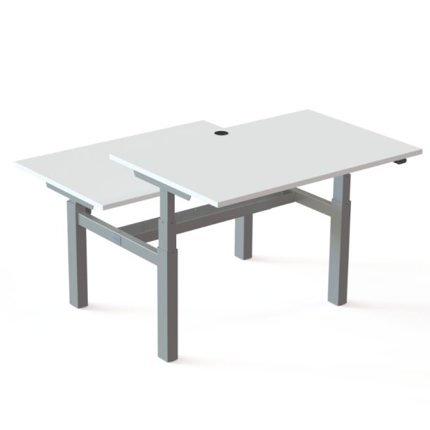 ConSet Dobbeltbord Bench 120x80 - 501-88 - Hvid bordplade - s�lv stel