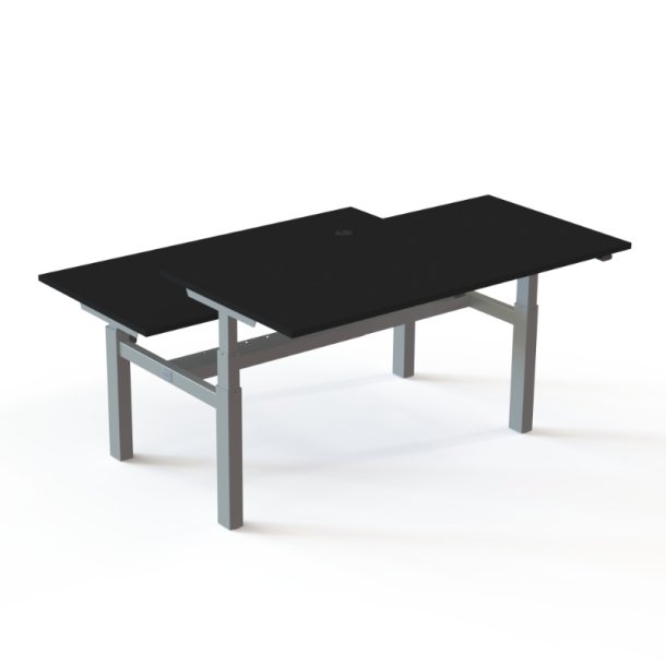 ConSet Dobbeltbord Bench 160x80 - 501-88 - Sort bordplade - s�lv stel