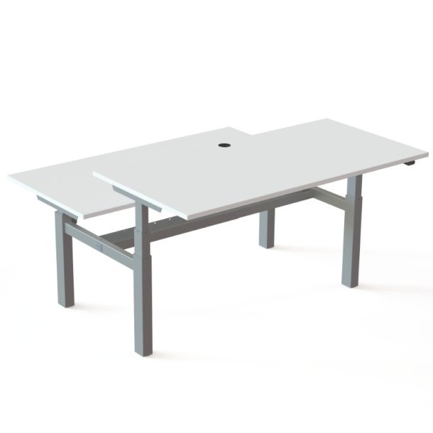 ConSet Dobbeltbord Bench 160x80 - 501-88 - Hvid bordplade - s�lv stel