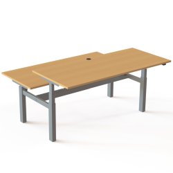 ConSet Dobbeltbord Bench 180x80 - 501-88 - B�g bordplade - s�lv stel