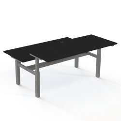 ConSet Dobbeltbord Bench 180x80 - 501-88 - Sort bordplade - s�lv stel