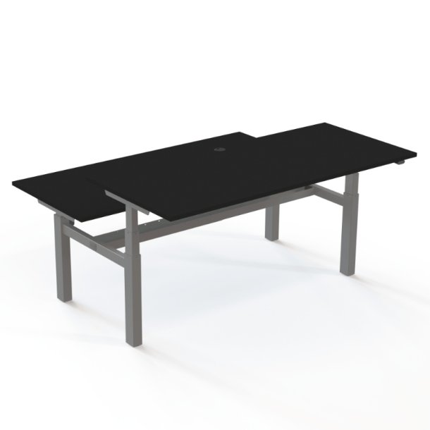 ConSet Dobbeltbord Bench 180x80 - 501-88 - Sort bordplade - s�lv stel