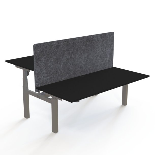 ConSet Dobbeltbord Bench 180x80 - 501-88 - Sort bordplade - s�lv stel