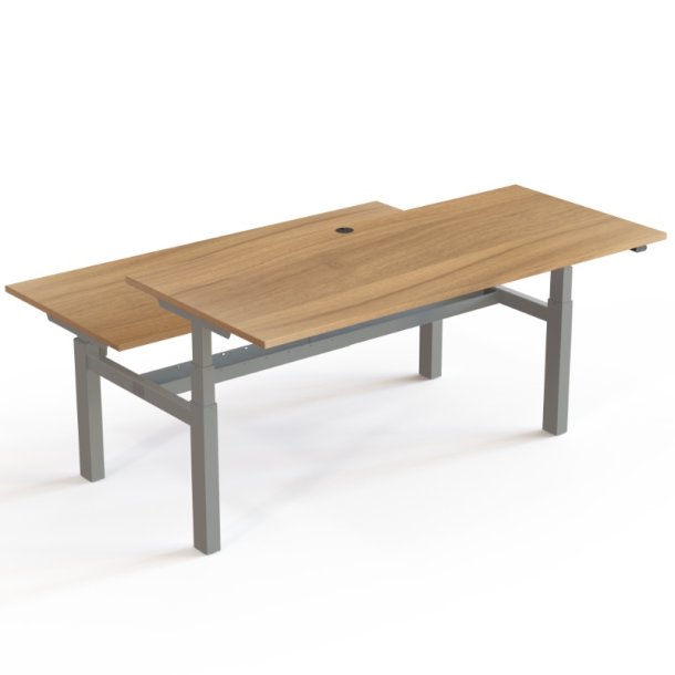 ConSet Dobbeltbord Bench 180x80 - 501-88 - Valn�d bordplade - s�lv stel
