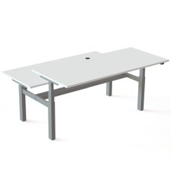 ConSet Dobbeltbord Bench 180x80 - 501-88 - Hvid bordplade - s�lv stel
