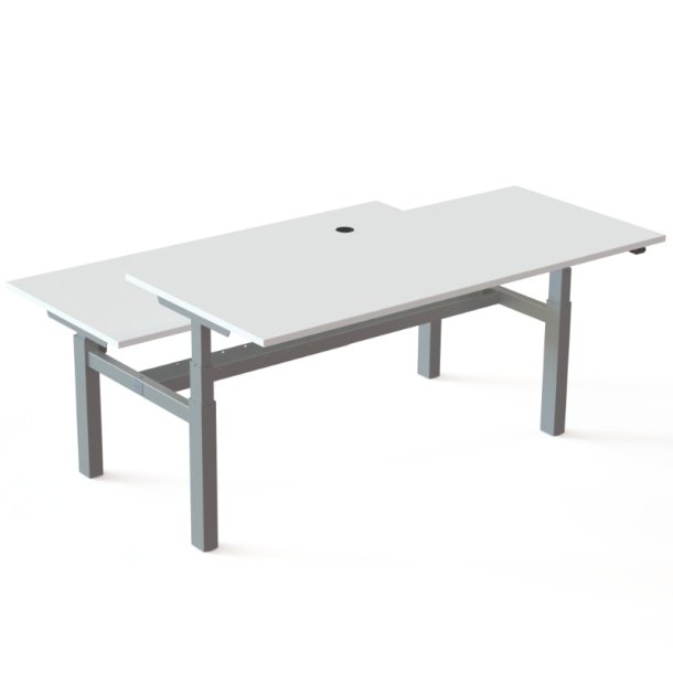 ConSet Dobbeltbord Bench 180x80 - 501-88 - Hvid bordplade - s�lv stel