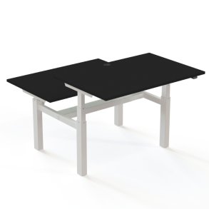 ConSet Dobbeltbord Bench 120x80 - 501-88 - Sort bordplade - hvid stel
