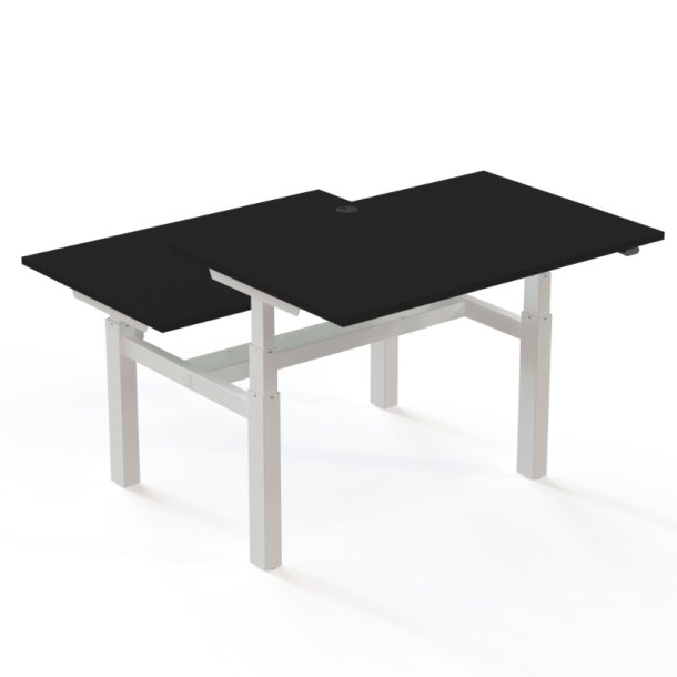 ConSet Dobbeltbord Bench 120x80 - 501-88 - Sort bordplade - hvid stel