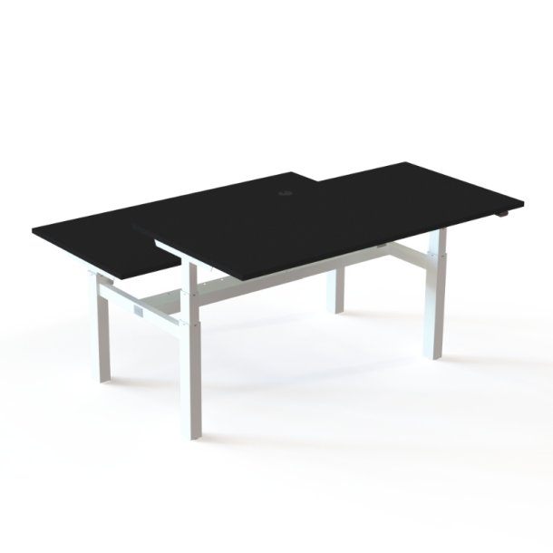 ConSet Dobbeltbord Bench 160x80 - 501-88 - Sort bordplade - hvid stel