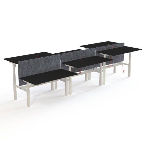 ConSet Dobbeltbord Bench 160x80 - 501-88 - Sort bordplade - hvid stel