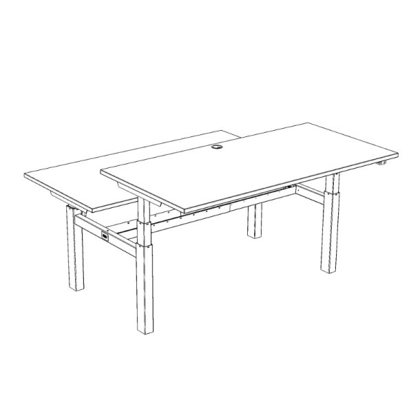 ConSet Dobbeltbord Bench 160x80 - 501-88 - Hvid bordplade - hvid stel