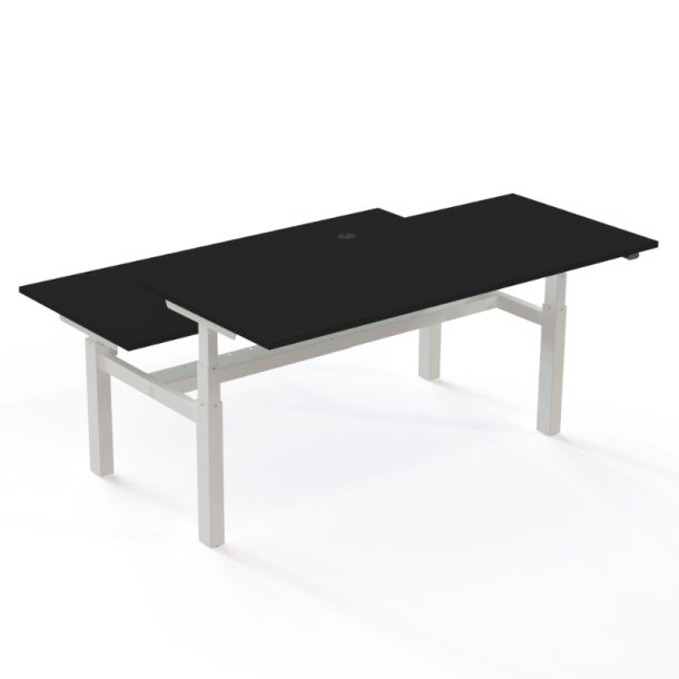 ConSet Dobbeltbord Bench 180x80 - 501-88 - Sort bordplade - hvid stel