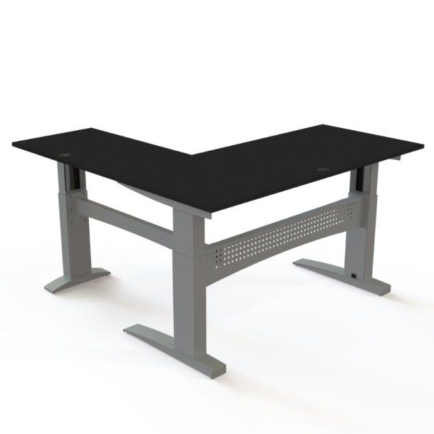 ConSet H�ve S�nkebord 180x180 - 501-11 - Sort bordplade - s�lv stel