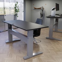 ConSet H�ve S�nkebord 180x80 - 501-11 - Sort bordplade - s�lv stel