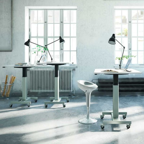 ConSet H�ve S�nkebord 80x60 - 501-19 - Hvid bordplade - s�lv stel