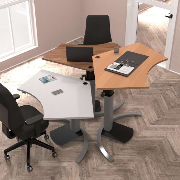 ConSet H�ve S�nkebord 138x92 - 501-19 - Hvid bordplade - s�lv stel