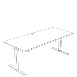 ConSet H�ve S�nkebord 180x80 - 501-20 - Hvid bordplade - sort stel