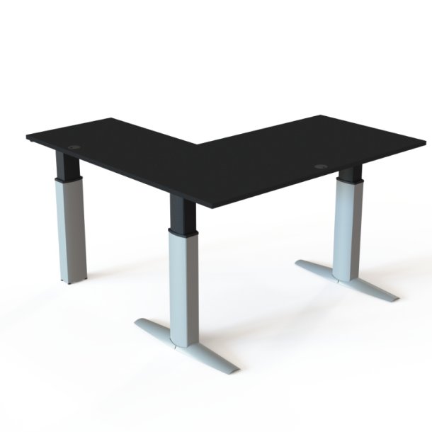 ConSet H�ve S�nkebord 160x160 - 501-23 - Sort bordplade - s�lv stel
