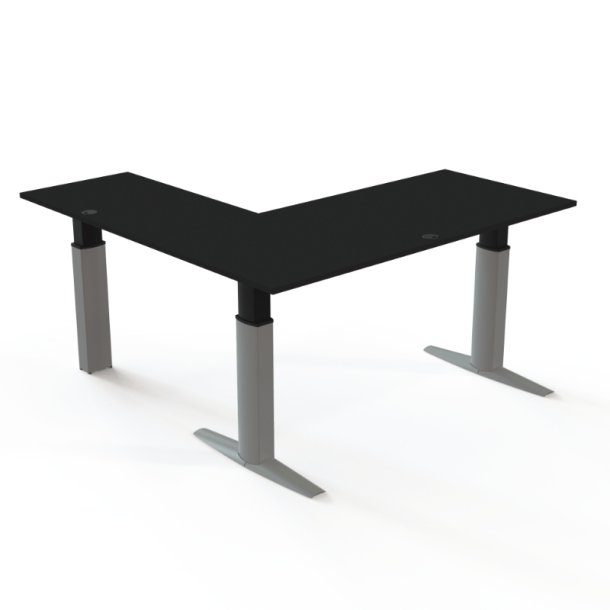ConSet H�ve S�nkebord 180x180 - 501-23 - Sort bordplade - s�lv stel