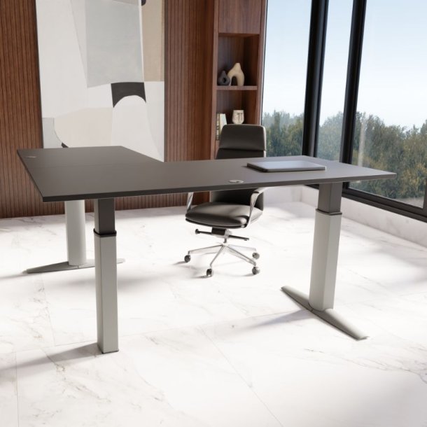 ConSet H�ve S�nkebord 180x180 - 501-23 - Sort bordplade - s�lv stel