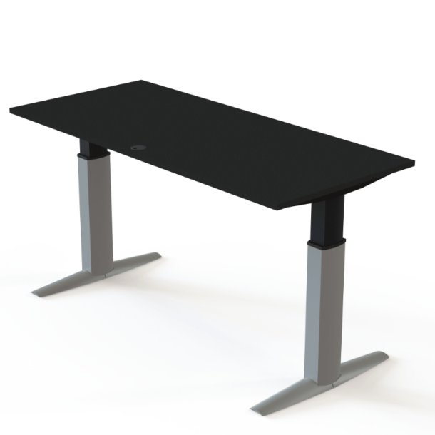 ConSet H�ve S�nkebord 180x80 - 501-23 - Sort bordplade - s�lv stel