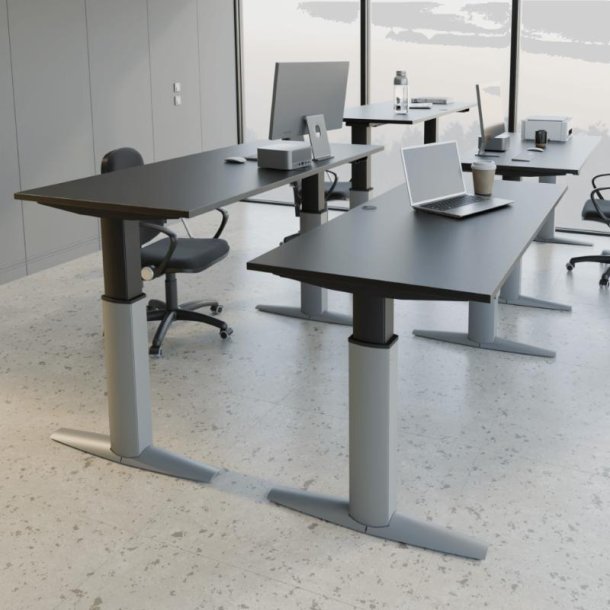 ConSet H�ve S�nkebord 180x80 - 501-23 - Sort bordplade - s�lv stel