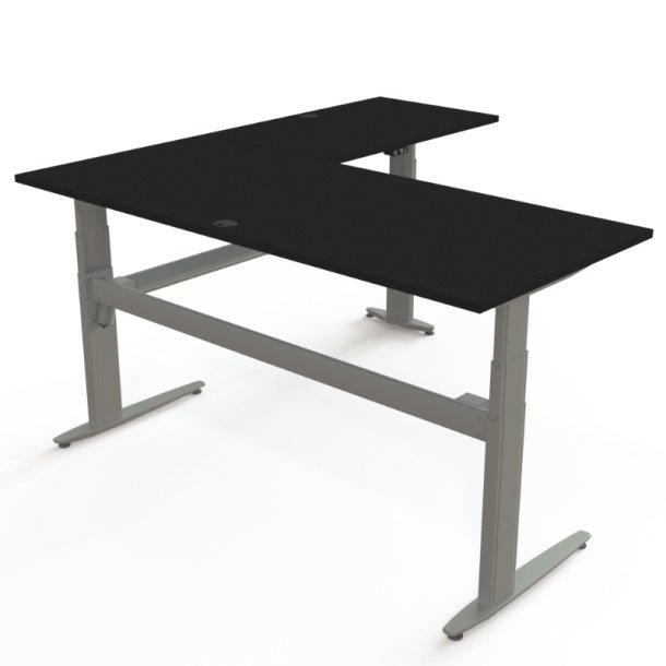 ConSet H�ve S�nkebord 180x180 - 501-25 - Sort bordplade - s�lv stel