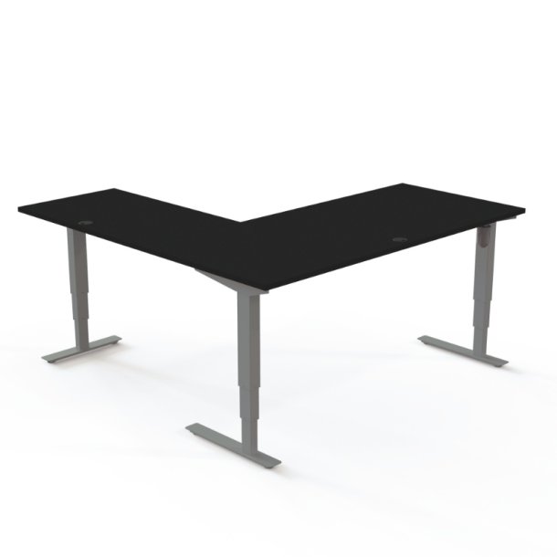 ConSet H�ve S�nkebord 180x180 - 501-37 - Sort bordplade - s�lv stel