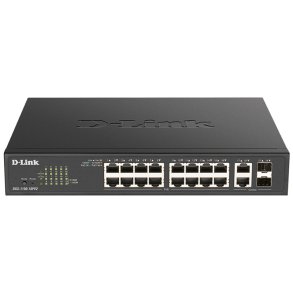 D-Link DGS-1100-18PV2 managed L2 switch med 16 Gigabit PoE-porte og 2 uplinks