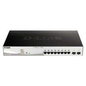 D-Link DGS-1210-10MP Managed Gigabit switch med 8 PoE-porte og 2 SFP-porte