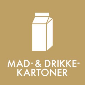 Piktogram - Mad-& drikke kartoner - brun - til inde og ude - 12x12 cm - Dansk affalds Forening