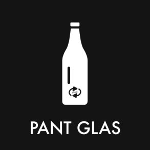 Piktogram - Pantglas - sort - til inde og ude - 12x12 cm - Dansk affalds Forening