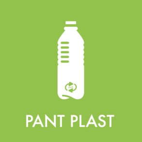 Piktogram - Pant plast - Lys Gr�n - til inde og ude - 12x12 cm - Dansk affalds Forening