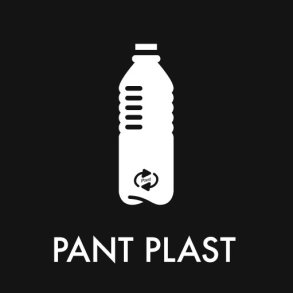Piktogram - Pant plast - sort - til inde og ude - 12x12 cm - Dansk affalds Forening