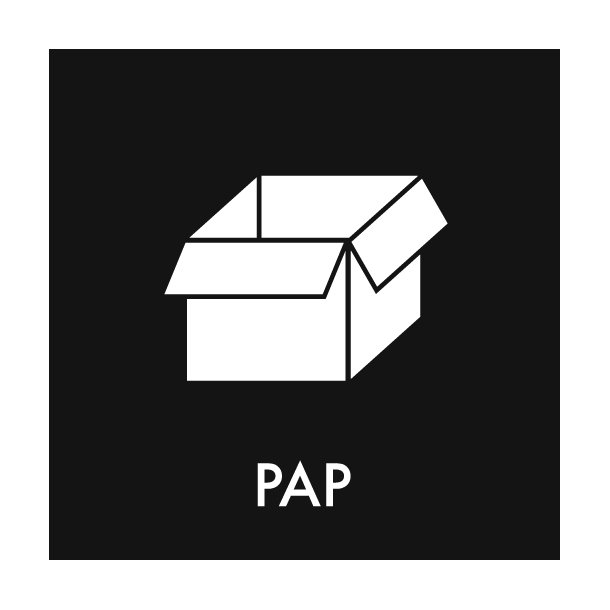 Piktogram - Pap - sort - til inde og ude - 6x6 cm - Dansk affalds Forening