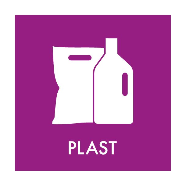 Piktogram - Sampak - farvet - til inde og ude - 6x6 cm - 10stk. - Dansk affalds Forening