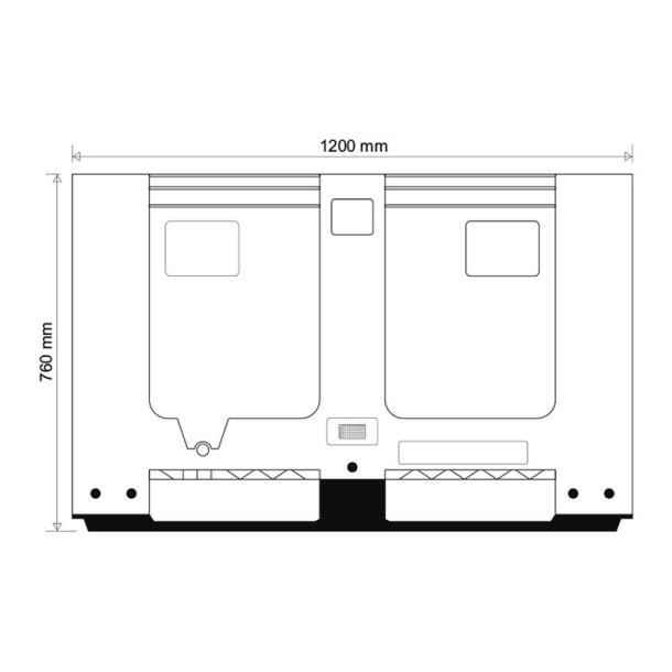 Europlast Pallekar 610L CTR3 - 1200x1000x740mm - Rd - 3 meder