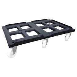 Tralle med 6 hjul - 1200 x 800 mm - Sort