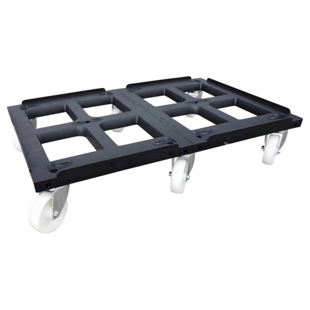 Tralle med 6 hjul - 1200 x 800 mm - Sort